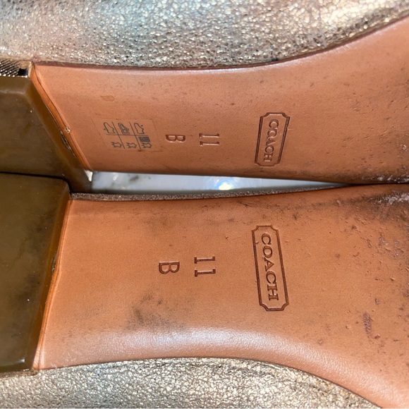 COACH Gold Leather Smoking Slippers Flats - 11B - Picture 8 of 8